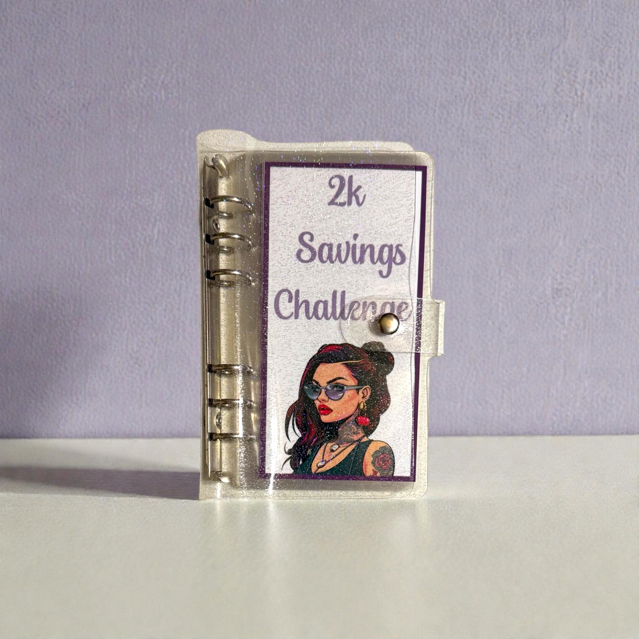 Tattooed Women 2,000 Dollars Savings Challenge, Glitter A6 Budget Binder