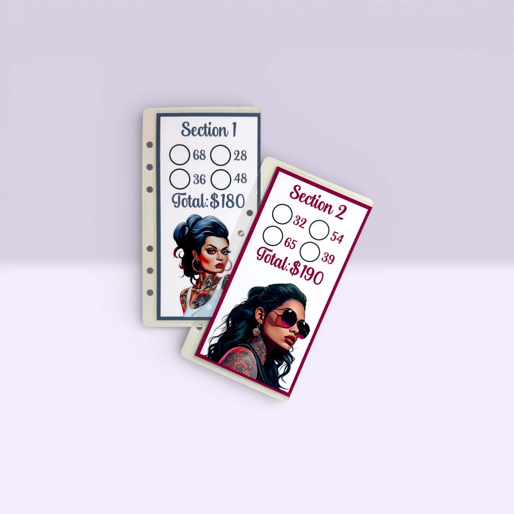 Tattooed Women 2,000 Dollars Savings Challenge, Glitter A6 Budget Binder