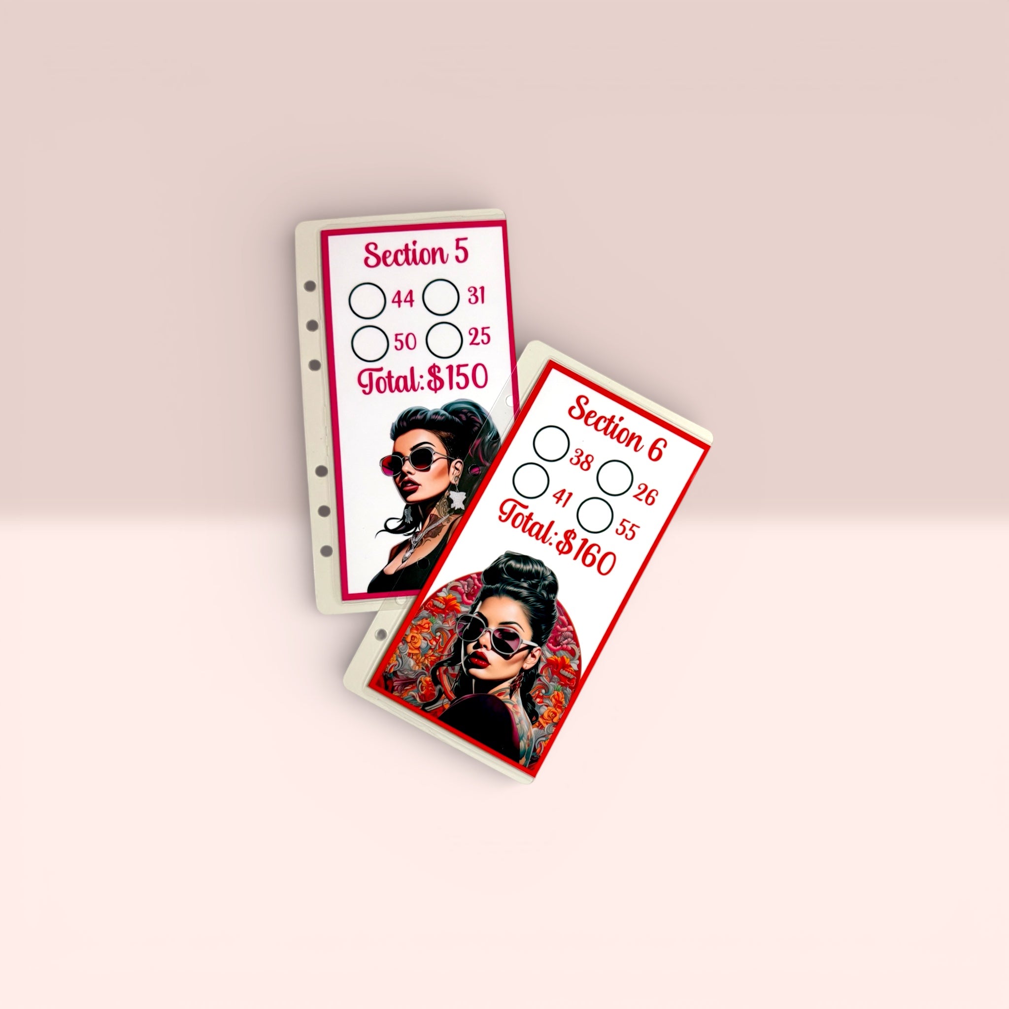 Tattooed Women 2,000 Dollars Savings Challenge, Glitter A6 Budget Binder