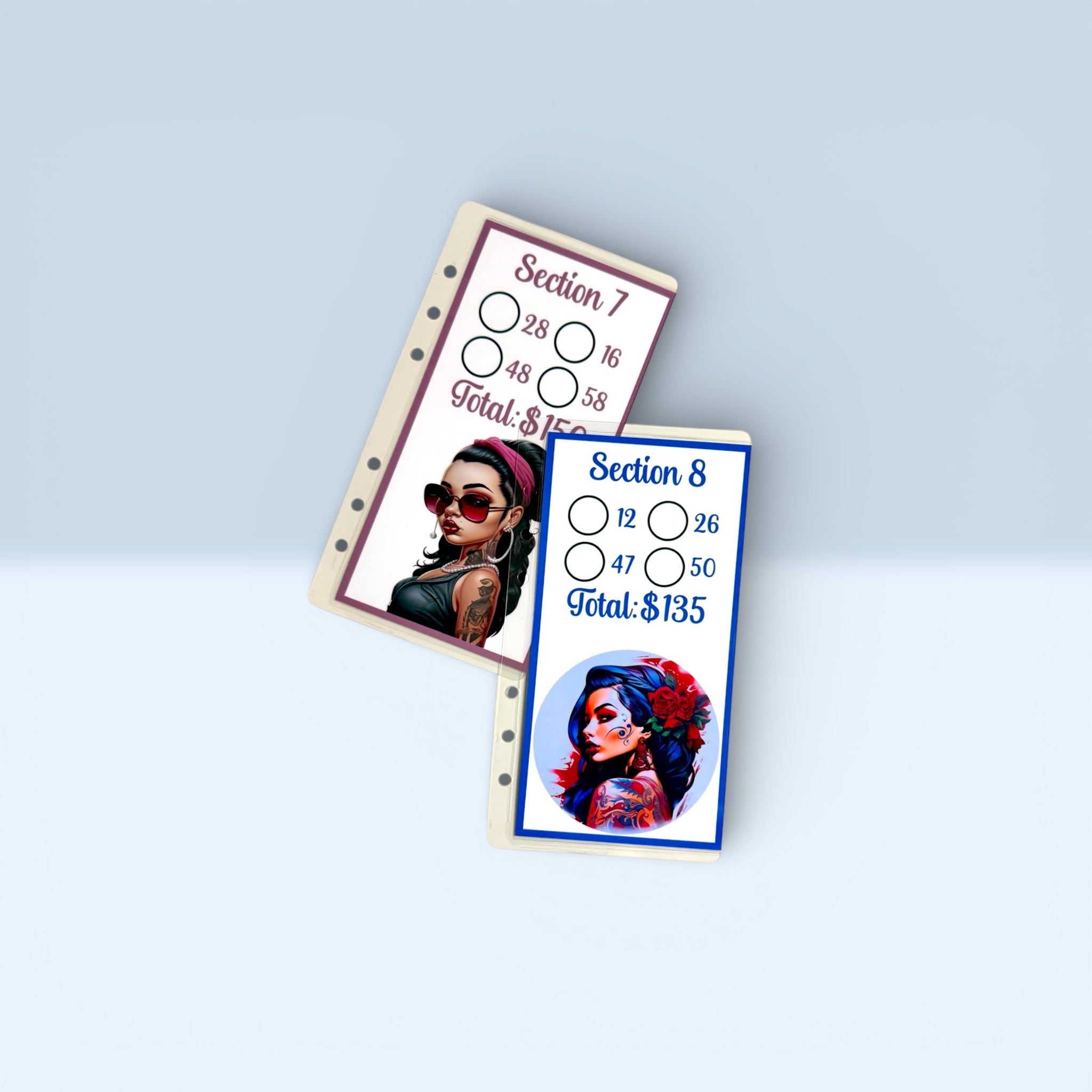 Tattooed Women 2,000 Dollars Savings Challenge, Glitter A6 Budget Binder