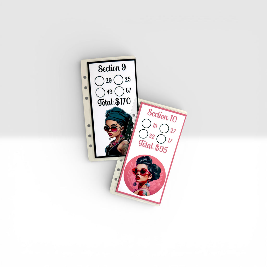 Tattooed Women 2,000 Dollars Savings Challenge, Glitter A6 Budget Binder