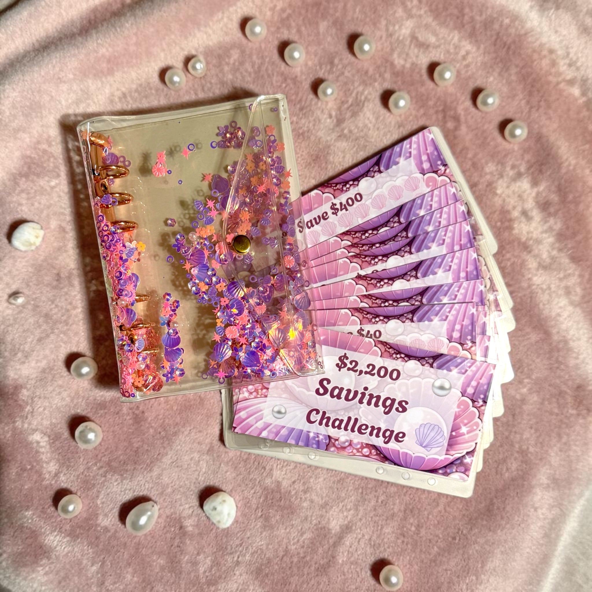 A6 Pink Seashell Binder Set